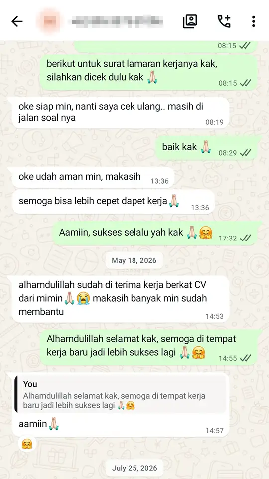 WhatsApp Testimonial 1